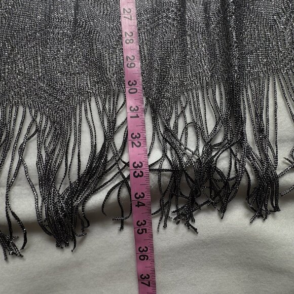 Vtg SL FASHIONS Women Dress 2pc Set Sleeveless Fringe Sz 18 Metallic Silver 12-6 - Picture 15 of 16
